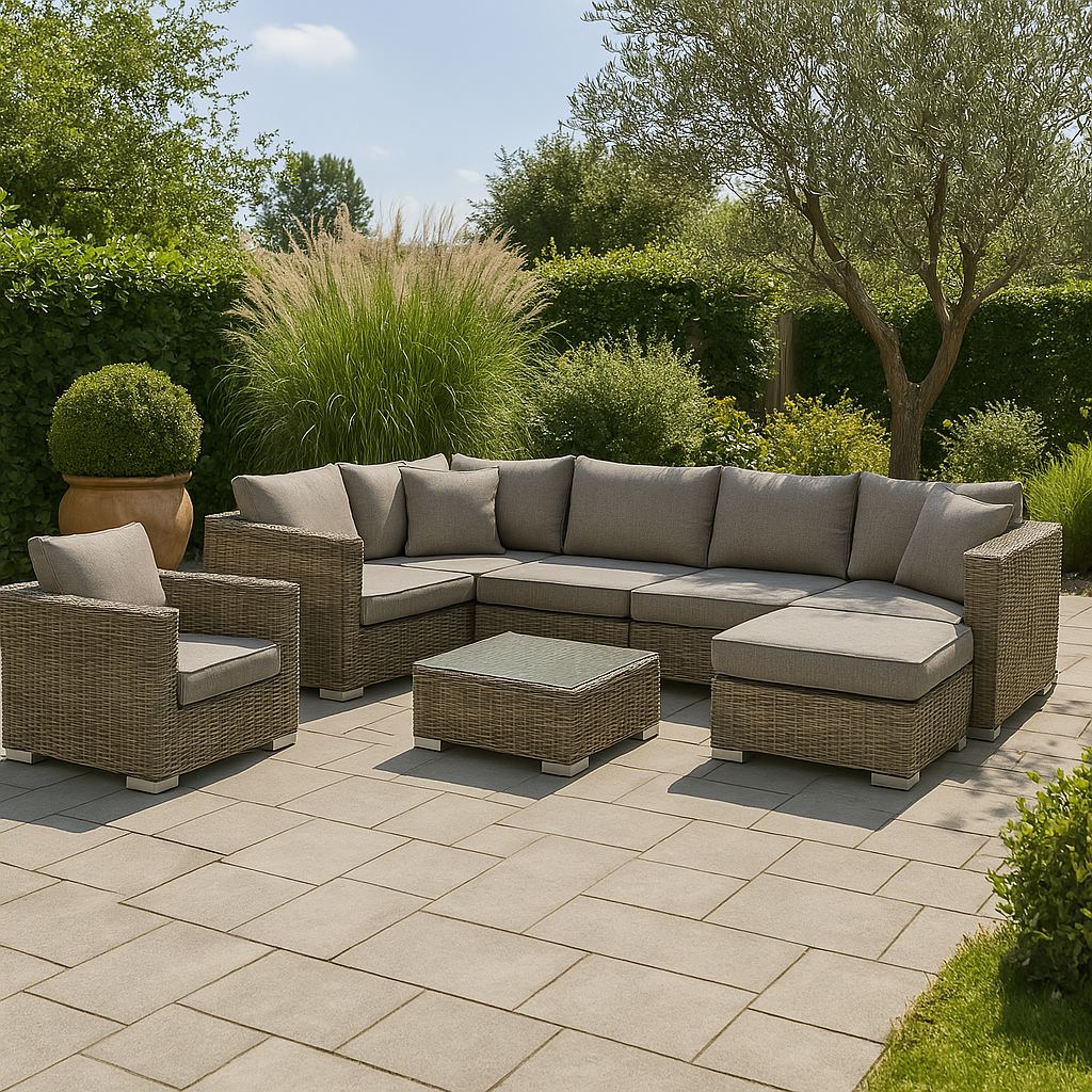 House Nordic Calvi Lounge Set – Luxe Kubu Grey – Polyrattan met Kussens – 4-Delige Set